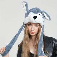 Your Fave Cosplay Merch | @BuyMartian Women's Cute Cosplay Puppy Plush Panda Dog Moving Ear Hat | Animal (Frog, Elephant, Rabbit) Halloween Hat w/ Earflap For Women