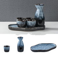 For Wine Lovers | @BuyMartianHome Elegant Japanese Ceramic Sake Cup Set with Warmer Tray | Retro-Inspired Wine Set for Spirits