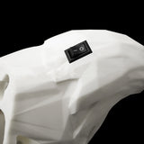 White horse head with a black switch on a white background