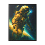 54 Mondays™ Project | Lone Orbit – Beverly Hills Edition | Astronaut Deep Space Portrait | Cosmic Noir Wall Art | Limited Gold Max Fuega™ Signature | FSC-Certified Framed Matte Canvas
