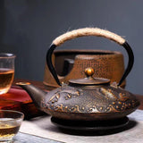 @BuyMartianHome | 30 oz Cast Iron Tetsubin Teapot | Japanese Style Hand-Painted Tea Kettle for Loose Leaf Tea | Traditional Iron Tea Pot | For Tea Lovers