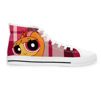 Your Fave Travel Kicks | Blossom Pink Anime Plaid Women's High-Top Canvas Sneaker