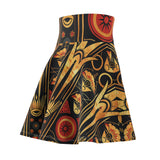 Buy Martian Merch™ | IronEagle 47 African Art Deco Women's Skater Skirt | Sun of Mars (Red, Gold, Black)