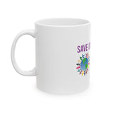 Save Our Children™ Children of Diversity Ceramic Mug – 11oz or 15oz Glossy White Coffee Cup | Diversity Awareness Gift | Microwave + Dishwasher Safe