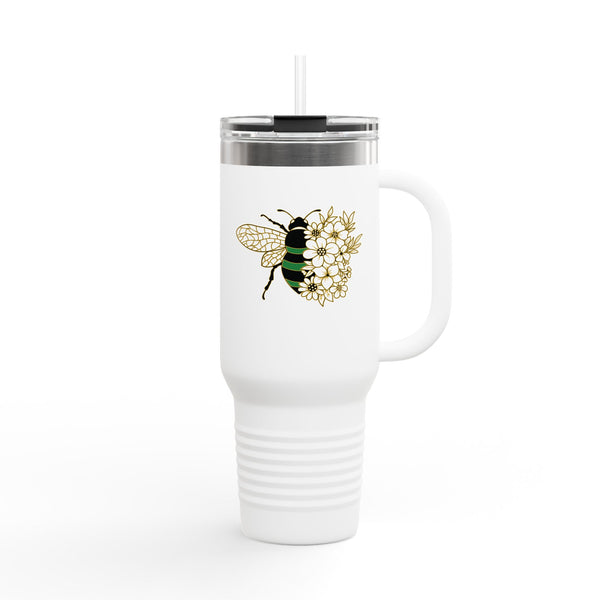 54 Mondays Project™ | Diary of an Evolved Menace™ BPA-FREE Stainless Steel Double Wall Insulated Travel Mug (40oz) | Straw & Lid Included | Bee Only