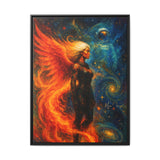 54 Mondays™ Project | Heat and Hollow – Beverly Hills Edition | Fire-Wing Warrior & Astronaut Cosmic Noir Portrait | Limited Gold Max Fuega™ Signature | FSC-Certified Framed Matte Canvas