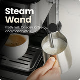 Chefman CraftBrew Espresso Machine 15-Bar w/ Steam Wand | Latte & Cappuccino Maker w/ Touch Controls – Stainless Steel