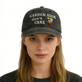 2pcs Garden Hair Hat For Men Women, Adjustable Embroidered Wash Cotton Baseball Cap