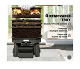 @MaxGardenGalax | 4-Tray Worm Composter Bin, 7.4 Gal Indoor Outdoor Food Waste Recycler with Lid, Ventilated Stackable Worm Farm Compost System, Dark Green