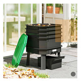 @MaxGardenGalax | 4-Tray Worm Composter Bin, 7.4 Gal Indoor Outdoor Food Waste Recycler with Lid, Ventilated Stackable Worm Farm Compost System, Dark Green