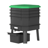 @MaxGardenGalax | 4-Tray Worm Composter Bin, 7.4 Gal Indoor Outdoor Food Waste Recycler with Lid, Ventilated Stackable Worm Farm Compost System, Dark Green