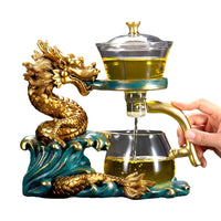 For Tea Lovers | @BuyMartian Modern Martian Retro Luxury Gold Dragos Tea Maker | Heat-resistant Glass Automatic Tea Set | Bionic Smooth Pour Spout | Elegant Tea Home Decor (Serves 4) | Great Gift