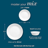 Corelle 12-Piece White Glass Dinnerware Set, Plates Bowls, Service for 4 | US SHIPPING