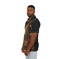 Buy Martian Merch™ | IronEagle 47 African Art Deco Men's Camp Shirt | Sun of Mars (Red, Gold, Black)