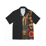 Buy Martian Merch™ | IronEagle 47 African Art Deco Men's Camp Shirt | Sun of Mars (Red, Gold, Black)