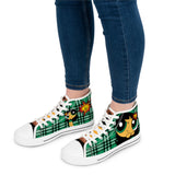 Your Fave Travel Kicks | Limited Edition Buttercup Pow Skull Anime Green Plaid Women's High-Top Canvas Sneaker (Naija Green Version)