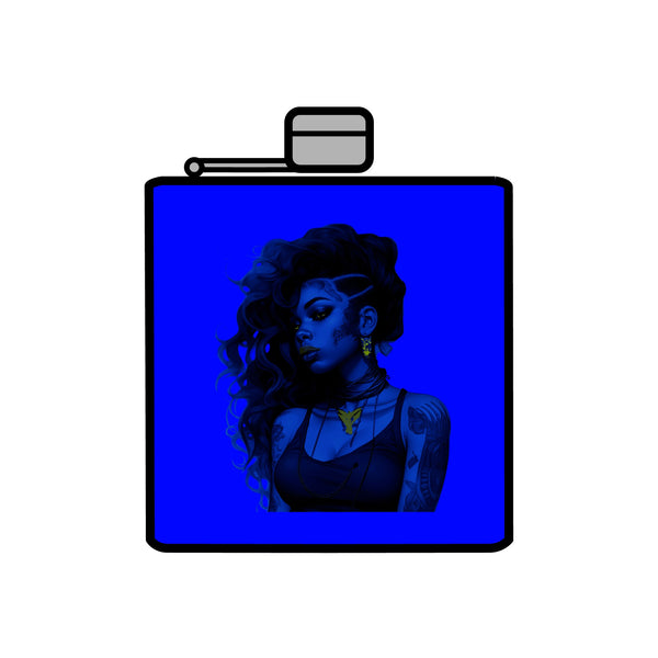 Your Fave Travel Merch | Tatted Teyanna Stainless Steel Flask (6oz) | Blue Velvet