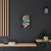 Indigenous Blue – 20x24 Afrofuturistic Warrior Matte Canvas Wall Art | CIQ Designs x Buy Martian Merch™ | FSC Wood Frame | Bold Cultural Statement