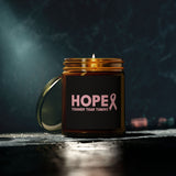 Inspirational Hope Candle – “Tougher Than Tumors” Breast Cancer Gift for Her | 4oz or 9oz Coconut Apricot Wax | Clear or Amber Glass Jar