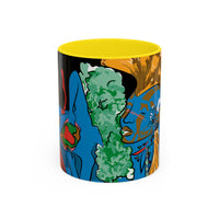 Indigenous Blue Accent Mug – Ceramic Coffee Cup with Colored Handle | CIQ Designs x Buy Martian Merch™ | Cultural Art, Dishwasher & Microwave Safe