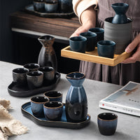 For Wine Lovers | @BuyMartianHome Elegant Japanese Ceramic Sake Cup Set with Warmer Tray | Retro-Inspired Wine Set for Spirits