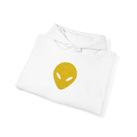 🛸 Gold Abstract MARTIAN™ Embroidered Hoodie – Unisex Pullover | Alien Face Design | Buy Martian Merch™ Cotton Hoodie (Multiple Colors)