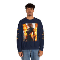 54 Mondays Project™ | The Saucy Martian™ | BattleScar Galactica™ AguaFuega Unisex Heavy Blend Crewneck Sweatshirt | (@AI_FusionPhoenix Anime Variation 001) |  S-5XL