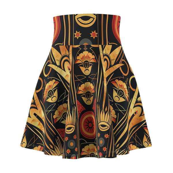 Buy Martian Merch™ | IronEagle 47 African Art Deco Women's Skater Skirt | Sun of Mars (Red, Gold, Black)