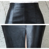 Plus Size Black Faux Leather Bodycon Sexy Midi Knee Length Office Pencil Skirt | Gift for Women