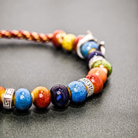 @BuyMartianJewelry | Handmade Colorful Stone Beaded Bracelet – String Finish with Silver Accents | Unisex Boho Jewelry - SHIPS VIA USPS (This Week Only)