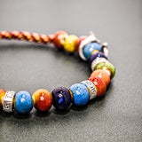 @BuyMartianJewelry | Handmade Colorful Stone Beaded Bracelet – String Finish with Silver Accents | Unisex Boho Jewelry - SHIPS VIA USPS (This Week Only)
