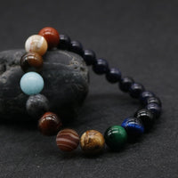 @BuyMartianJewelry | Natural Stone Solar System Bracelet – Handmade 8 Planet Beads Universe Jewelry | Unisex Chakra Energy Yoga Bracelet | Space Jewelry