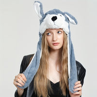 Your Fave Cosplay Merch | @BuyMartian Women's Cute Cosplay Puppy Plush Panda Dog Moving Ear Hat | Animal (Frog, Elephant, Rabbit) Halloween Hat w/ Earflap For Women