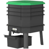 @MaxGardenGalax | 4-Tray Worm Composter Bin, 7.4 Gal Outdoor & Indoor Worm Composter For Recycling Food Waste, Dark Green