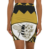 54 Mondays Project™ | Diary of an Evolved Menace™ Mid-Waist Pencil Skirt | Queen Front | Bee Stripes & Flowers Back