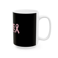 Hope Ceramic Mug #2 – “Tougher Than Tumors” Pink Ribbon Coffee Cup | Inspirational Breast Cancer Gift for Survivor, Fighter, or Caregiver | 11oz or 15oz