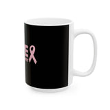 Hope Ceramic Mug #2 – “Tougher Than Tumors” Pink Ribbon Coffee Cup | Inspirational Breast Cancer Gift for Survivor, Fighter, or Caregiver | 11oz or 15oz