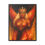 54 Mondays™ Project | LaReina the Phoenix Queen – Beverly Hills Edition | Fire-Wing Warrior & Astronaut Cosmic Noir Portrait | Limited Gold Max Fuega™ Signature | FSC-Certified Framed Matte Canvas
