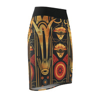 Buy Martian Merch™ | IronEagle 47 African Art Deco Women's Pencil Skirt | Sun of Mars (Red, Gold, Black)