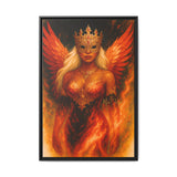 54 Mondays™ Project | LaReina the Phoenix Queen – Beverly Hills Edition | Fire-Wing Warrior & Astronaut Cosmic Noir Portrait | Limited Gold Max Fuega™ Signature | FSC-Certified Framed Matte Canvas