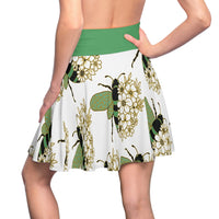 54 Mondays Project™ | Diary of an Evolved Menace™ Women's Skater Skirt | Green Bee & Flowers Only