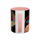 Indigenous Blue Accent Mug – Ceramic Coffee Cup with Colored Handle | CIQ Designs x Buy Martian Merch™ | Cultural Art, Dishwasher & Microwave Safe
