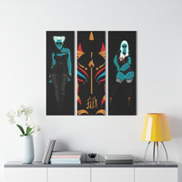 Rein in Ray-Bans – The Ascension Trilogy (3-Piece Water-Resistant Acrylic Wall Art Set, 12"x36" Each) | Kitsune Evolution Series | Curvy Cosmic Feminine Energy | International Shipping Available (Installation Screws Included)