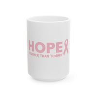 Hope Ceramic Mug – “Tougher Than Tumors” Pink Ribbon Coffee Cup | Inspirational Gift for Breast Cancer Survivors, Fighters & Caregivers | 11oz or 15oz