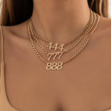 Your Fave Travel Merch | Angel Number Necklaces | Niche Punk Debutante Hip Hop Clavicle Chain | Various Iron Metal Colors