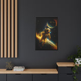 54 Mondays™ Project | Eclipse Meridian – Beverly Hills Edition | Astronaut Near Planetary Shadow | Cosmic Noir Wall Art | Limited Gold Max Fuega™ Signature | FSC-Certified Framed Matte Canvas