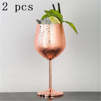 Modern Stainless Steel Wine Glasses - Silver & Rose Gold Goblets, 500ml