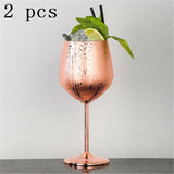 Modern Stainless Steel Wine Glasses - Silver & Rose Gold Goblets, 500ml