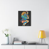 Indigenous Blue – 20x24 Afrofuturistic Warrior Matte Canvas Wall Art | CIQ Designs x Buy Martian Merch™ | FSC Wood Frame | Bold Cultural Statement