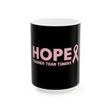 Hope Ceramic Mug #2 – “Tougher Than Tumors” Pink Ribbon Coffee Cup | Inspirational Breast Cancer Gift for Survivor, Fighter, or Caregiver | 11oz or 15oz